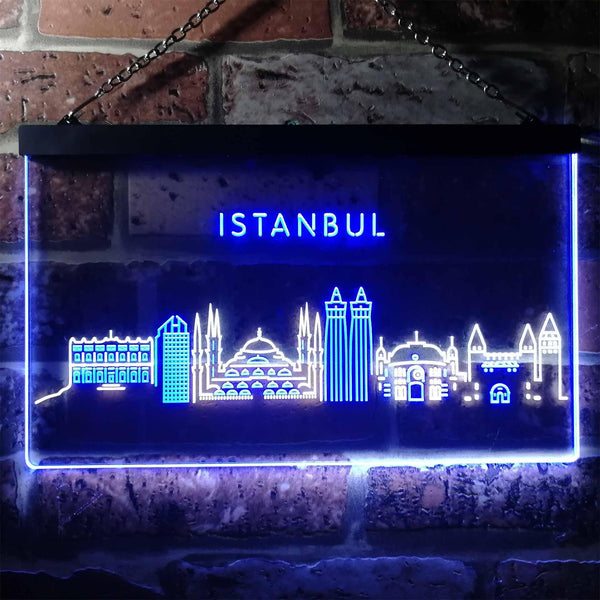 ADVPRO Istanbul City Skyline Silhouette Dual Color LED Neon Sign st6-i3279 - White & Blue