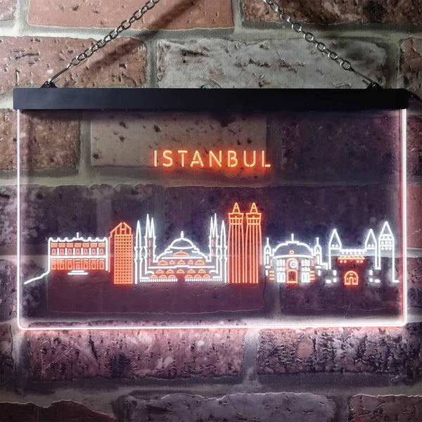 ADVPRO Istanbul City Skyline Silhouette Dual Color LED Neon Sign st6-i3279 - White & Orange