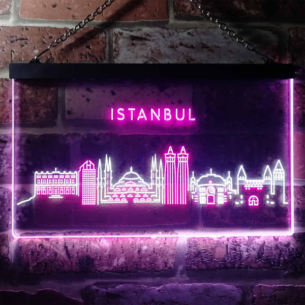 ADVPRO Istanbul City Skyline Silhouette Dual Color LED Neon Sign st6-i3279 - White & Purple