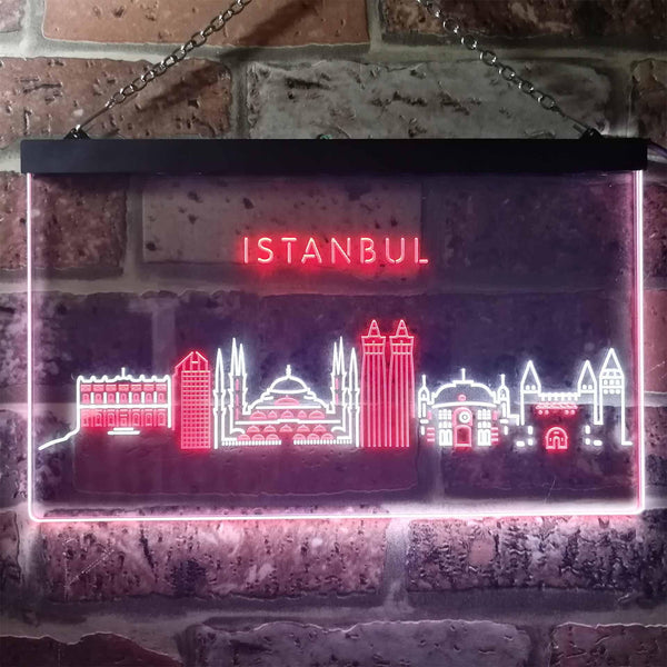 ADVPRO Istanbul City Skyline Silhouette Dual Color LED Neon Sign st6-i3279 - White & Red