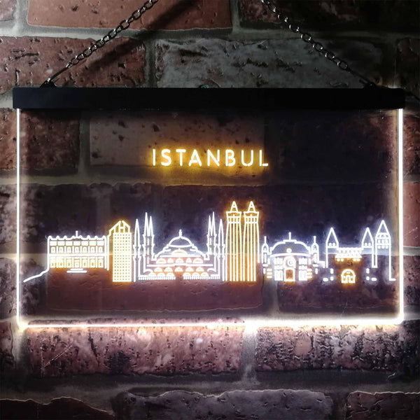 ADVPRO Istanbul City Skyline Silhouette Dual Color LED Neon Sign st6-i3279 - White & Yellow