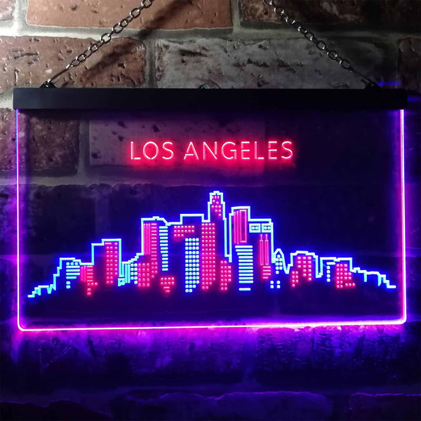 ADVPRO Los Angeles City Skyline Silhouette Dual Color LED Neon Sign st6-i3280 - Blue & Red