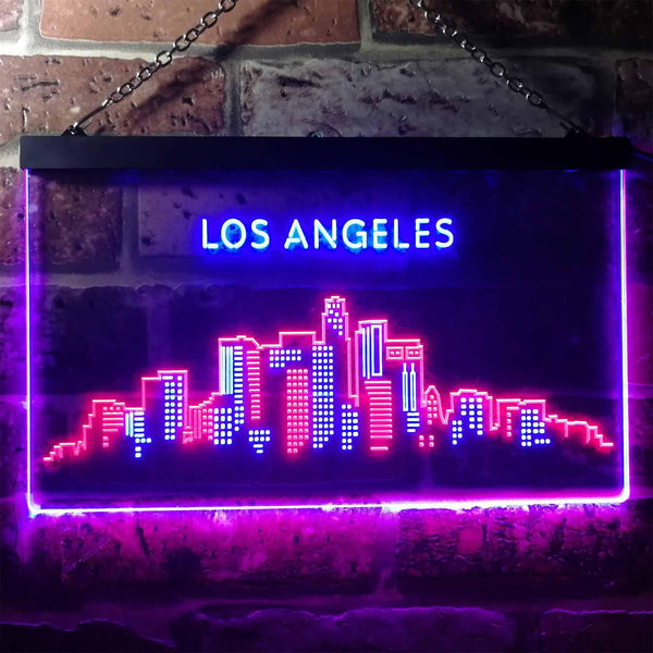 ADVPRO Los Angeles City Skyline Silhouette Dual Color LED Neon Sign st6-i3280 - Red & Blue