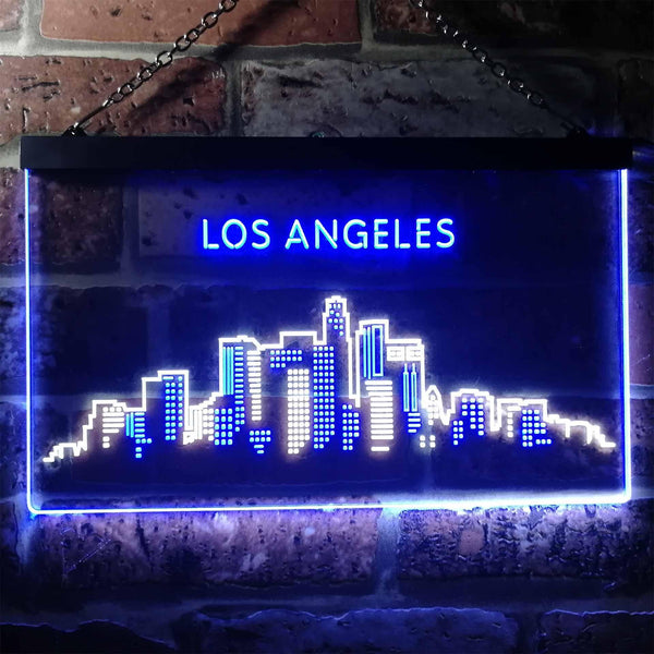 ADVPRO Los Angeles City Skyline Silhouette Dual Color LED Neon Sign st6-i3280 - White & Blue