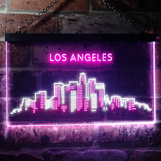 ADVPRO Los Angeles City Skyline Silhouette Dual Color LED Neon Sign st6-i3280 - White & Purple
