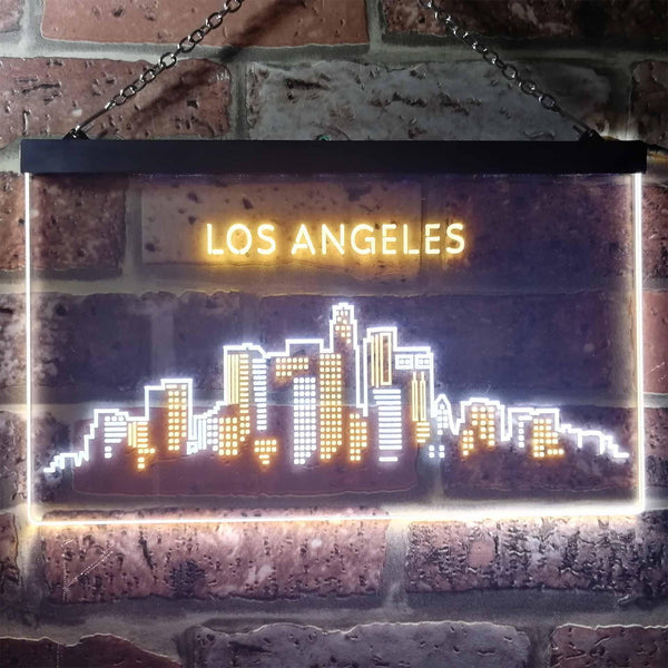 ADVPRO Los Angeles City Skyline Silhouette Dual Color LED Neon Sign st6-i3280 - White & Yellow