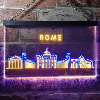 ADVPRO Rome City Skyline Silhouette Dual Color LED Neon Sign st6-i3281 - Blue & Yellow