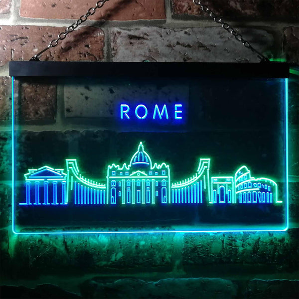 ADVPRO Rome City Skyline Silhouette Dual Color LED Neon Sign st6-i3281 - Green & Blue