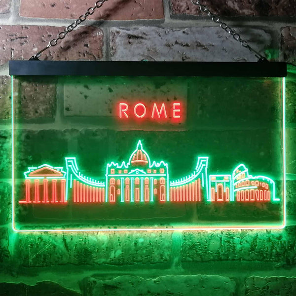ADVPRO Rome City Skyline Silhouette Dual Color LED Neon Sign st6-i3281 - Green & Red
