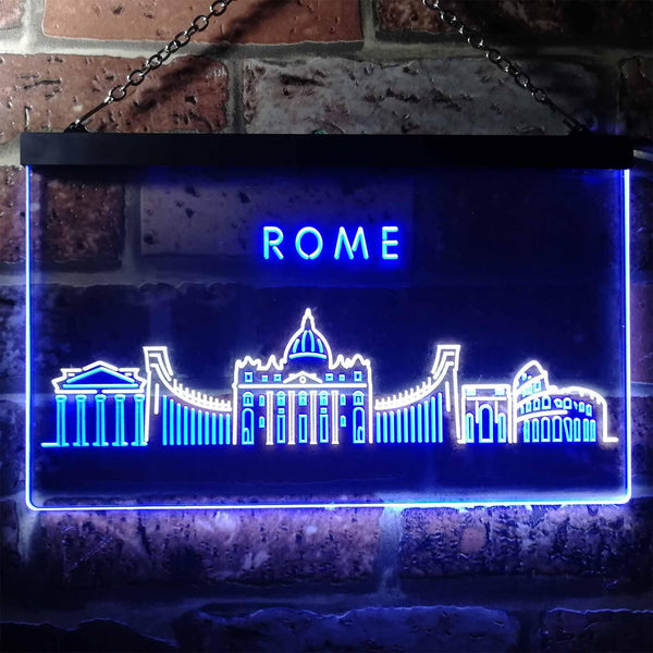 ADVPRO Rome City Skyline Silhouette Dual Color LED Neon Sign st6-i3281 - White & Blue
