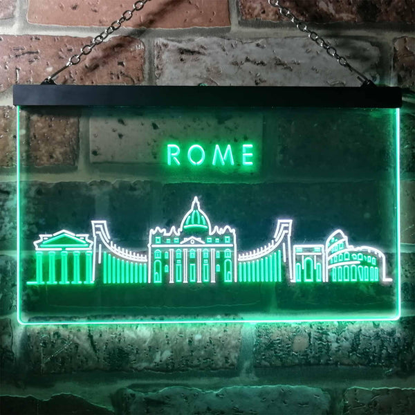 ADVPRO Rome City Skyline Silhouette Dual Color LED Neon Sign st6-i3281 - White & Green
