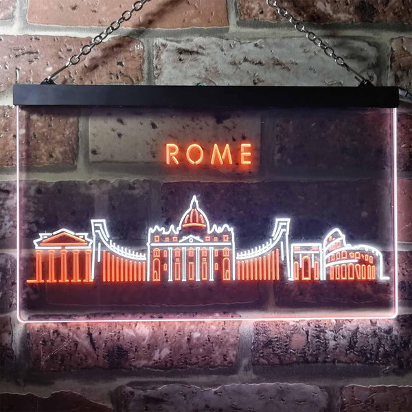 ADVPRO Rome City Skyline Silhouette Dual Color LED Neon Sign st6-i3281 - White & Orange