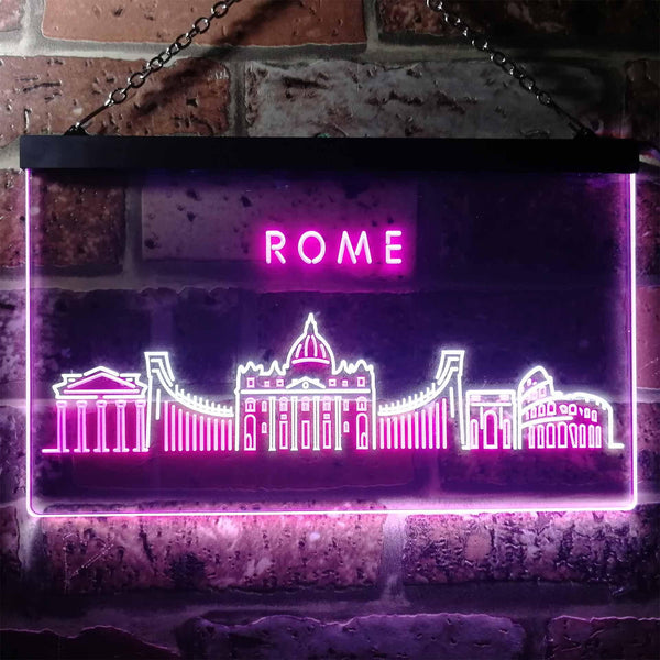 ADVPRO Rome City Skyline Silhouette Dual Color LED Neon Sign st6-i3281 - White & Purple