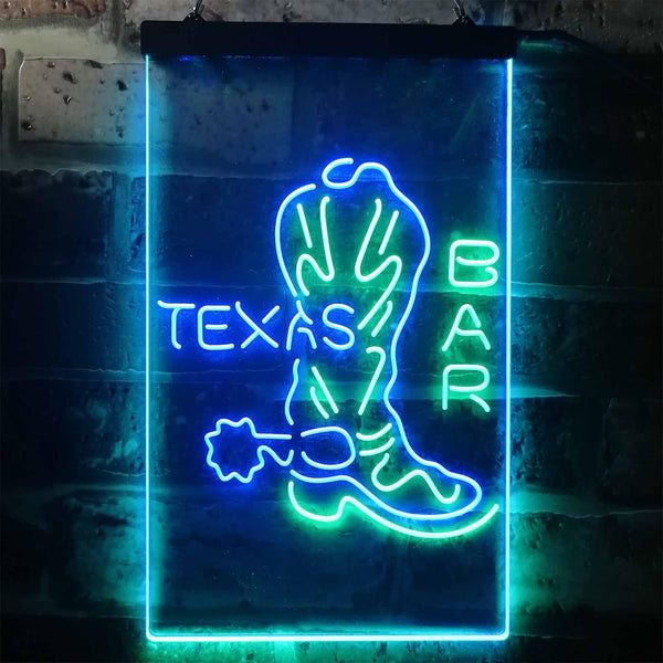 ADVPRO Texas Bar Cowboys Boots  Dual Color LED Neon Sign st6-i3284 - Green & Blue