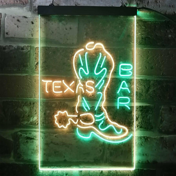 ADVPRO Texas Bar Cowboys Boots  Dual Color LED Neon Sign st6-i3284 - Green & Yellow