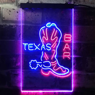 ADVPRO Texas Bar Cowboys Boots  Dual Color LED Neon Sign st6-i3284 - Red & Blue