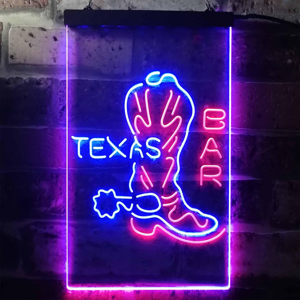 ADVPRO Texas Bar Cowboys Boots  Dual Color LED Neon Sign st6-i3284 - Red & Blue