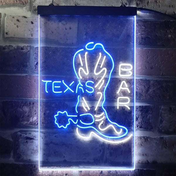 ADVPRO Texas Bar Cowboys Boots  Dual Color LED Neon Sign st6-i3284 - White & Blue