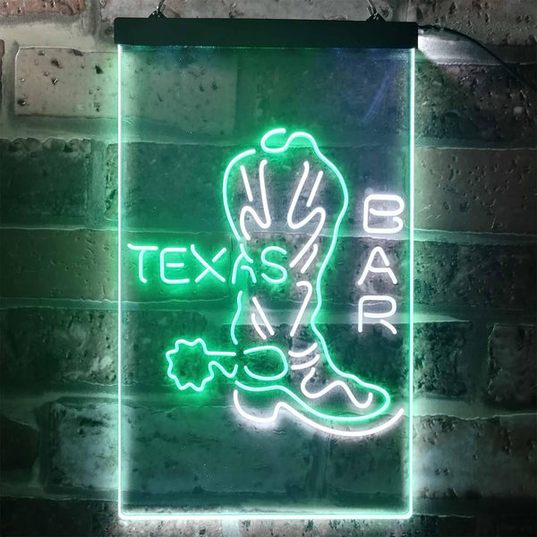 ADVPRO Texas Bar Cowboys Boots  Dual Color LED Neon Sign st6-i3284 - White & Green