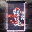 ADVPRO Texas Bar Cowboys Boots  Dual Color LED Neon Sign st6-i3284 - White & Orange