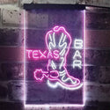 ADVPRO Texas Bar Cowboys Boots  Dual Color LED Neon Sign st6-i3284 - White & Purple