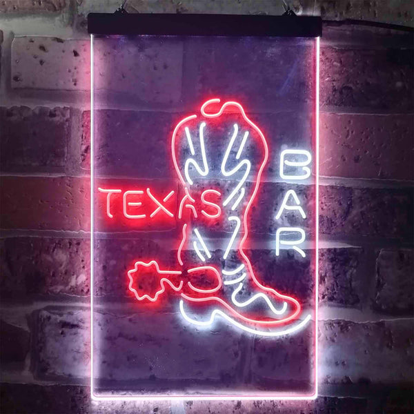 ADVPRO Texas Bar Cowboys Boots  Dual Color LED Neon Sign st6-i3284 - White & Red