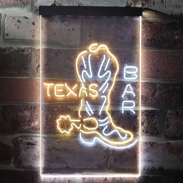 ADVPRO Texas Bar Cowboys Boots  Dual Color LED Neon Sign st6-i3284 - White & Yellow