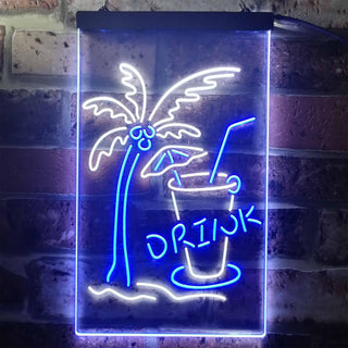 ADVPRO Palm Tree Drink Bar  Dual Color LED Neon Sign st6-i3285 - White & Blue