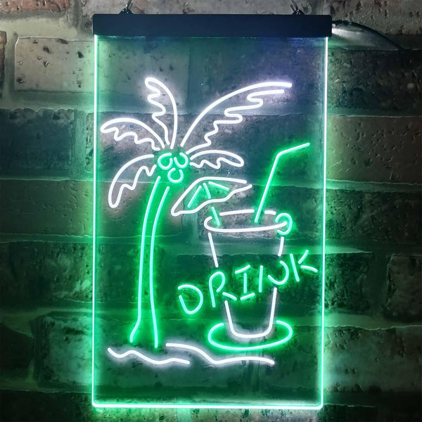 ADVPRO Palm Tree Drink Bar  Dual Color LED Neon Sign st6-i3285 - White & Green