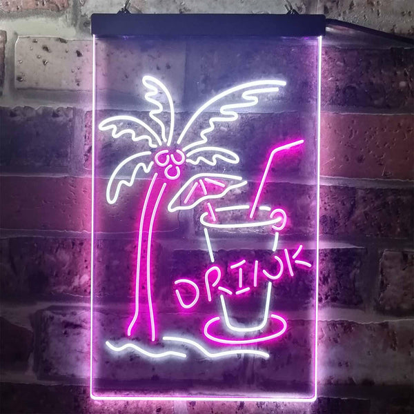 ADVPRO Palm Tree Drink Bar  Dual Color LED Neon Sign st6-i3285 - White & Purple