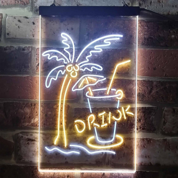 ADVPRO Palm Tree Drink Bar  Dual Color LED Neon Sign st6-i3285 - White & Yellow