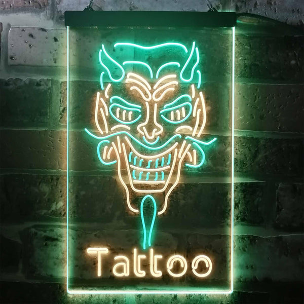 ADVPRO Hannya Mask Tattoo  Dual Color LED Neon Sign st6-i3286 - Green & Yellow