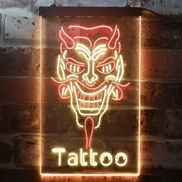 ADVPRO Hannya Mask Tattoo  Dual Color LED Neon Sign st6-i3286 - Red & Yellow