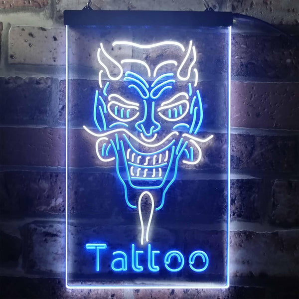 ADVPRO Hannya Mask Tattoo  Dual Color LED Neon Sign st6-i3286 - White & Blue