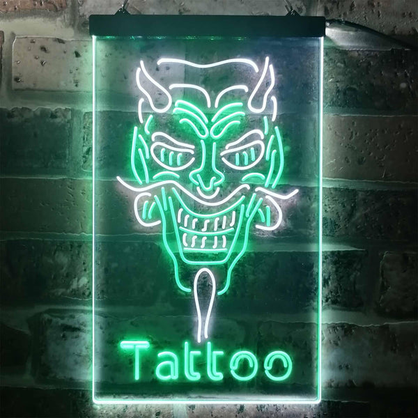 ADVPRO Hannya Mask Tattoo  Dual Color LED Neon Sign st6-i3286 - White & Green