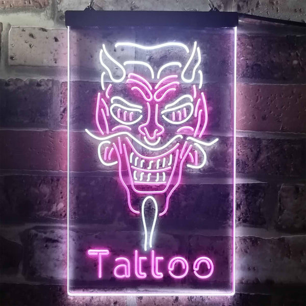 ADVPRO Hannya Mask Tattoo  Dual Color LED Neon Sign st6-i3286 - White & Purple