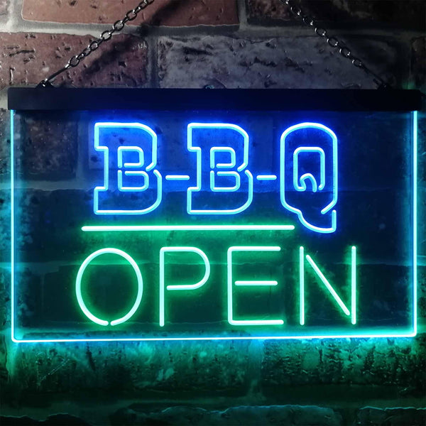 ADVPRO BBQ Open Display Dual Color LED Neon Sign st6-i3290 - Green & Blue