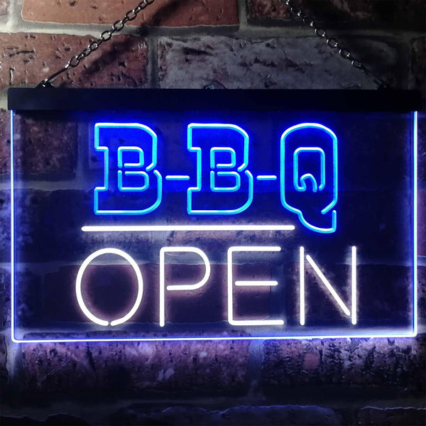 ADVPRO BBQ Open Display Dual Color LED Neon Sign st6-i3290 - White & Blue