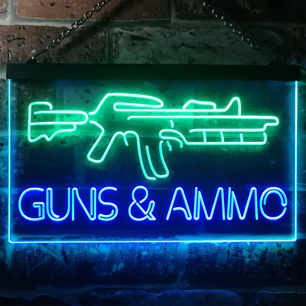 ADVPRO Guns Ammo Shop Dual Color LED Neon Sign st6-i3294 - Green & Blue