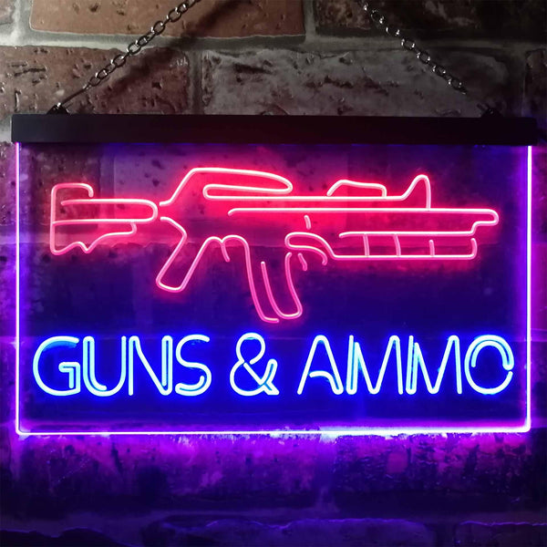 ADVPRO Guns Ammo Shop Dual Color LED Neon Sign st6-i3294 - Red & Blue
