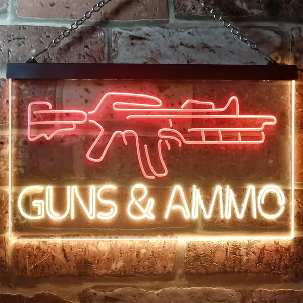 ADVPRO Guns Ammo Shop Dual Color LED Neon Sign st6-i3294 - Red & Yellow