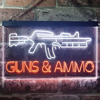 ADVPRO Guns Ammo Shop Dual Color LED Neon Sign st6-i3294 - White & Orange