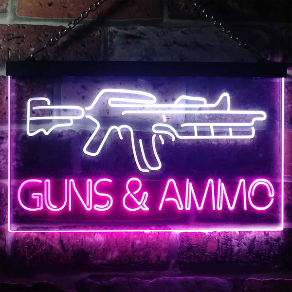 ADVPRO Guns Ammo Shop Dual Color LED Neon Sign st6-i3294 - White & Purple