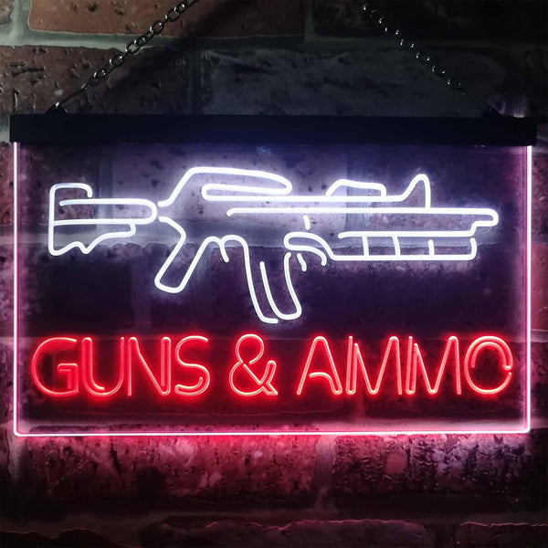 ADVPRO Guns Ammo Shop Dual Color LED Neon Sign st6-i3294 - White & Red