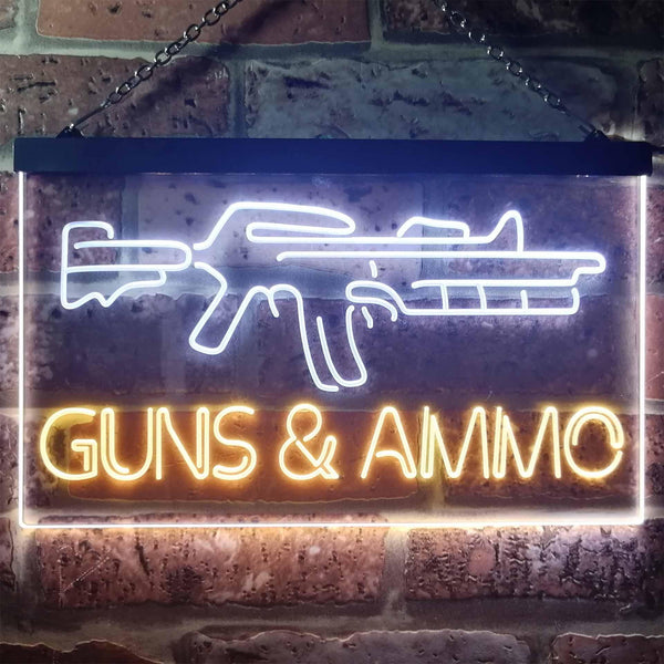 ADVPRO Guns Ammo Shop Dual Color LED Neon Sign st6-i3294 - White & Yellow