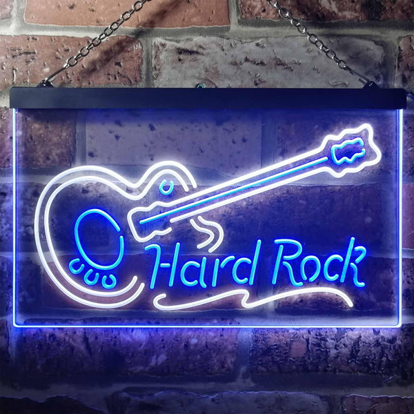 ADVPRO Guitar Hard Rock Music Dual Color LED Neon Sign st6-i3295 - White & Blue