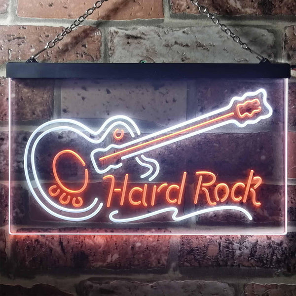 ADVPRO Guitar Hard Rock Music Dual Color LED Neon Sign st6-i3295 - White & Orange
