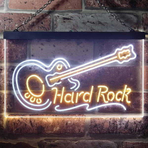 ADVPRO Guitar Hard Rock Music Dual Color LED Neon Sign st6-i3295 - White & Yellow