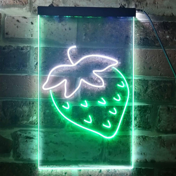 ADVPRO Strawberry Fruit Store  Dual Color LED Neon Sign st6-i3298 - White & Green