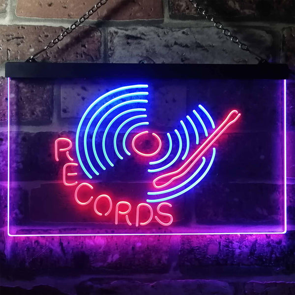 ADVPRO Records Turntable DJ Bar Dual Color LED Neon Sign st6-i3302 - Blue & Red